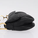 Christian Dior Saddle Shoulder Bag Leather Black Gold Auth 210137M-5