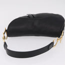 Christian Dior Saddle Shoulder Bag Leather Black Gold Auth 210137M-7