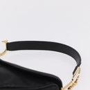Christian Dior Saddle Shoulder Bag Leather Black Gold Auth 210137M-8