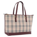 BURBERRY Nova Check Tote Bag Canvas Beige Gold Auth 210142V-1