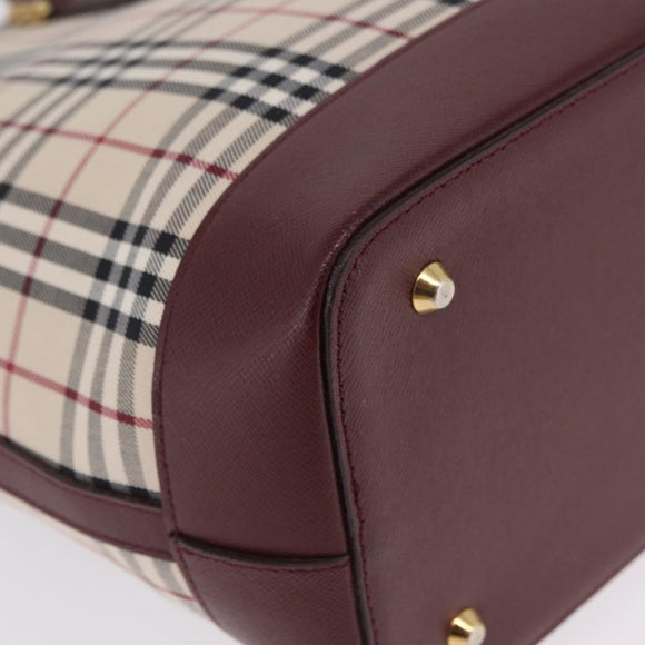 BURBERRY Nova Check Tote Bag Canvas Beige Gold Auth 210142V