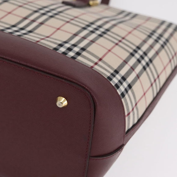 BURBERRY Nova Check Tote Bag Canvas Beige Gold Auth 210142V