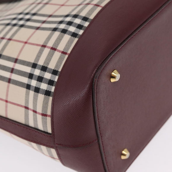 BURBERRY Nova Check Tote Bag Canvas Beige Gold Auth 210142V