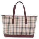 BURBERRY Nova Check Tote Bag Canvas Beige Gold Auth 210142V-2