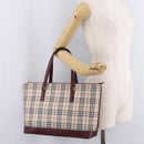 BURBERRY Nova Check Tote Bag Canvas Beige Gold Auth 210142V-23