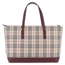 BURBERRY Nova Check Tote Bag Canvas Beige Gold Auth 210142V-3