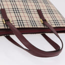 BURBERRY Nova Check Tote Bag Canvas Beige Gold Auth 210142V-7