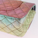 CHANEL 2.55 Matelasse Chain Bag Leather Multicolor Gold CC Auth 210143SM-14