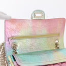 CHANEL 2.55 Matelasse Chain Bag Leather Multicolor Gold CC Auth 210143SM-17