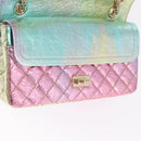 CHANEL 2.55 Matelasse Chain Bag Leather Multicolor Gold CC Auth 210143SM-18