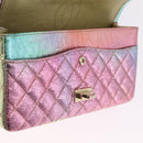 CHANEL 2.55 Matelasse Chain Bag Leather Multicolor Gold CC Auth 210143SM-22