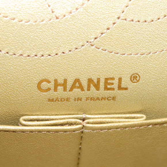 CHANEL 2.55 Matelasse Chain Bag Leather Multicolor Gold CC Auth 210143SM