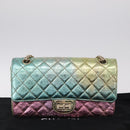 CHANEL 2.55 Matelasse Chain Bag Leather Multicolor Gold CC Auth 210143SM-32