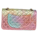 CHANEL 2.55 Matelasse Chain Bag Leather Multicolor Gold CC Auth 210143SM-3