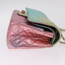 CHANEL 2.55 Matelasse Chain Bag Leather Multicolor Gold CC Auth 210143SM-4