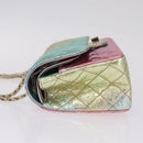 CHANEL 2.55 Matelasse Chain Bag Leather Multicolor Gold CC Auth 210143SM-5