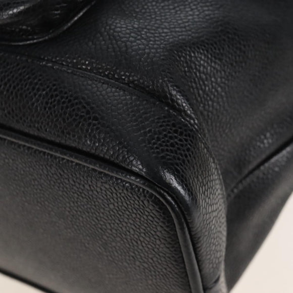 CHANEL Backpack Caviar Skin Black Gold CC Auth 210144M