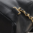 CHANEL Backpack Caviar Skin Black Gold CC Auth 210144M-14