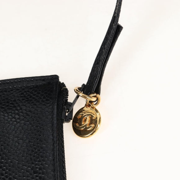 CHANEL Backpack Caviar Skin Black Gold CC Auth 210144M