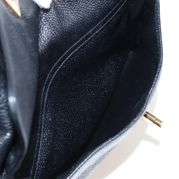 CHANEL Backpack Caviar Skin Black Gold CC Auth 210144M
