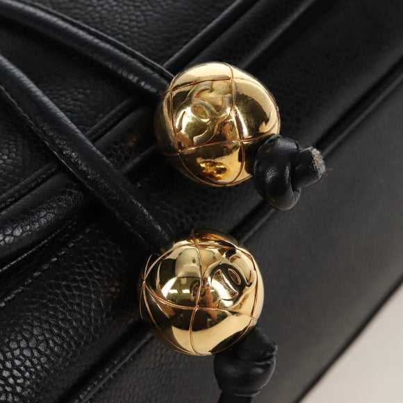 CHANEL Backpack Caviar Skin Black Gold CC Auth 210144M