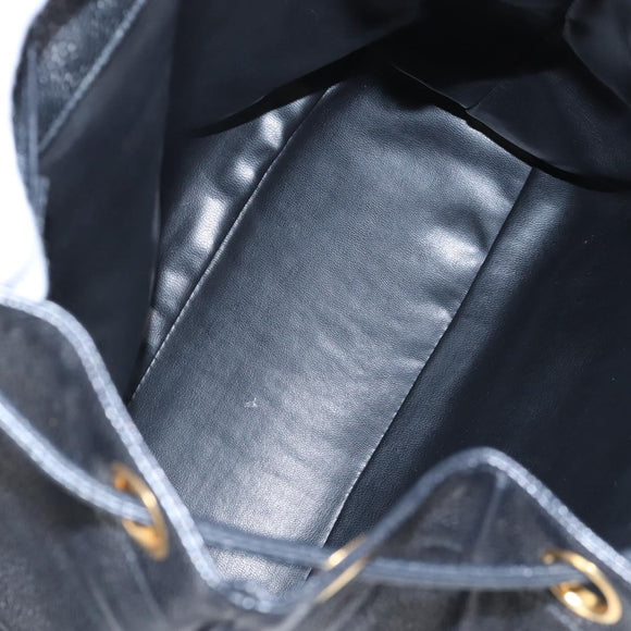 CHANEL Backpack Caviar Skin Black Gold CC Auth 210144M