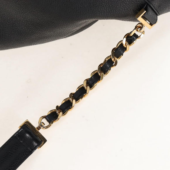 CHANEL Backpack Caviar Skin Black Gold CC Auth 210144M