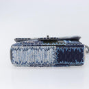 CHANEL Chain Patchwork Shoulder Bag Denim Blue Silver CC Auth 210149SM-10