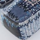 CHANEL Chain Patchwork Shoulder Bag Denim Blue Silver CC Auth 210149SM-12