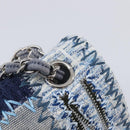 CHANEL Chain Patchwork Shoulder Bag Denim Blue Silver CC Auth 210149SM-15