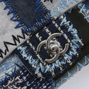 CHANEL Chain Patchwork Shoulder Bag Denim Blue Silver CC Auth 210149SM-16