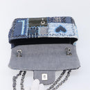 CHANEL Chain Patchwork Shoulder Bag Denim Blue Silver CC Auth 210149SM-17
