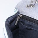 CHANEL Chain Patchwork Shoulder Bag Denim Blue Silver CC Auth 210149SM-23