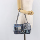 CHANEL Chain Patchwork Shoulder Bag Denim Blue Silver CC Auth 210149SM-28