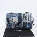CHANEL Chain Patchwork Shoulder Bag Denim Blue Silver CC Auth 210149SM-29