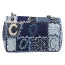 CHANEL Chain Patchwork Shoulder Bag Denim Blue Silver CC Auth 210149SM-3