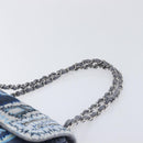 CHANEL Chain Patchwork Shoulder Bag Denim Blue Silver CC Auth 210149SM-8