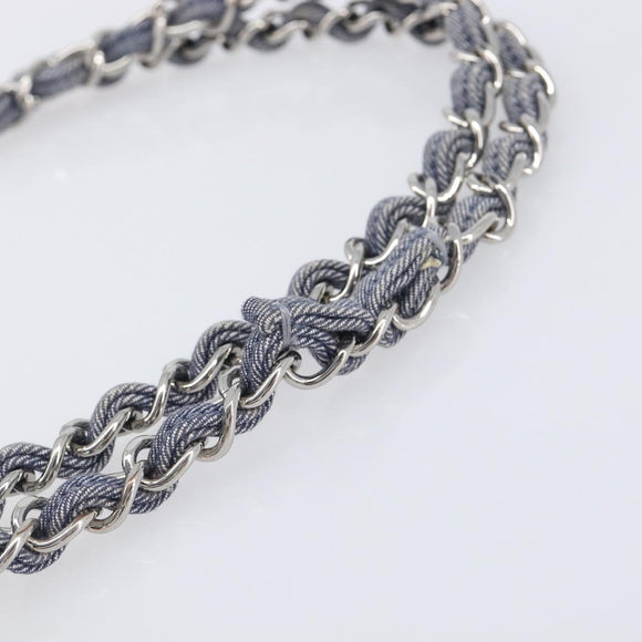 CHANEL Chain Patchwork Shoulder Bag Denim Blue Silver CC Auth 210149SM