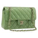 CHANEL Matelasse23 Chain Shoulder Bag Caviar Skin Green Gold CC Auth 210152SM-1