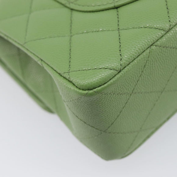CHANEL Matelasse23 Chain Shoulder Bag Caviar Skin Green Gold CC Auth 210152SM