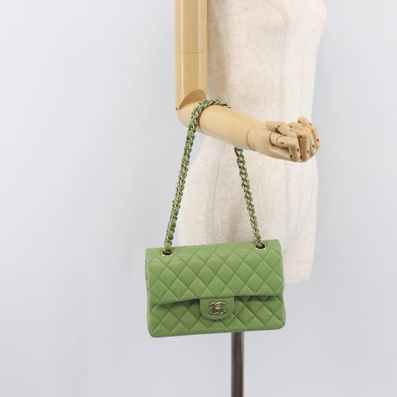 CHANEL Matelasse23 Chain Shoulder Bag Caviar Skin Green Gold CC Auth 210152SM