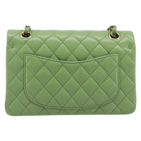 CHANEL Matelasse23 Chain Shoulder Bag Caviar Skin Green Gold CC Auth 210152SM