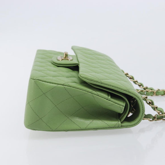 CHANEL Matelasse23 Chain Shoulder Bag Caviar Skin Green Gold CC Auth 210152SM