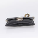 PRADA Chain Shoulder Bag Leather Black Silver Auth 210166A-5