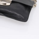 PRADA Chain Shoulder Bag Leather Black Silver Auth 210166A-11