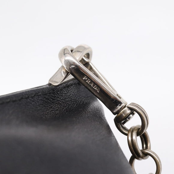 PRADA Chain Shoulder Bag Leather Black Silver Auth 210166A
