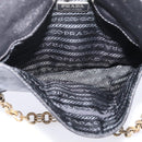 PRADA Chain Shoulder Bag Leather Black Silver Auth 210166A-18