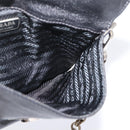 PRADA Chain Shoulder Bag Leather Black Silver Auth 210166A-21