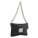 PRADA Chain Shoulder Bag Leather Black Silver Auth 210166A-1