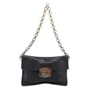PRADA Chain Shoulder Bag Leather Black Silver Auth 210166A-2